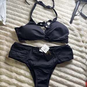 New Sol e Energia Black Halter Bikini Set, Brazilian Swimwear, Size L